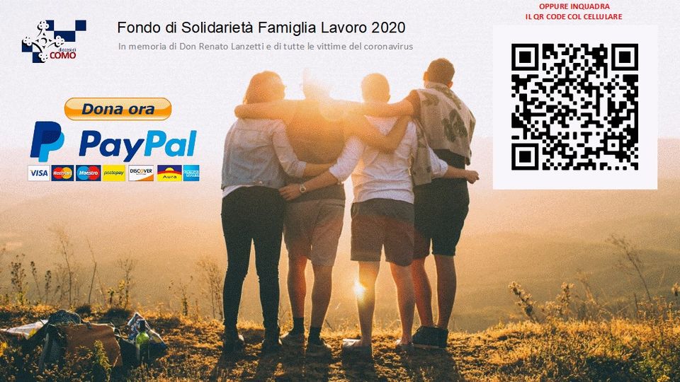 Fondo Solidarietà Famiglia Lavoro 2020: insieme per superare la tempesta. Ora è possibile donare direttamente anche con PayPal